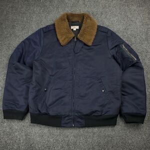 Wallace & Barnes Bomber Jacket Medium Sherpa Collar Aviator Flight Navy Nylon